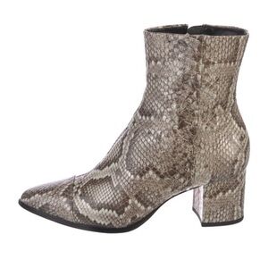Alexandre Birman Taupe Snakeskin Block Heel Ankle Boot